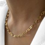 گردنبند زنجیر بیضی تخت زنانه