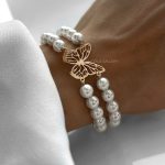 دستبند پروانه مرواریدی