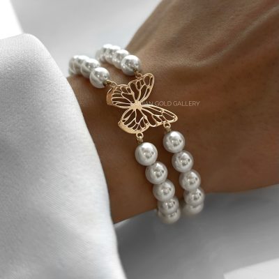 دستبند پروانه مرواریدی