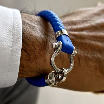 دستبند امگا سفید بند رابر آبی