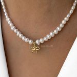 گردنبند پاپیون ظریف مروارید پرورشی