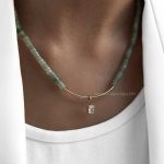 گردنبند هلال و مارکو مربع با اونتورین سبز