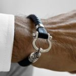 دستبند امگا سفید بند رابر سرمه ای