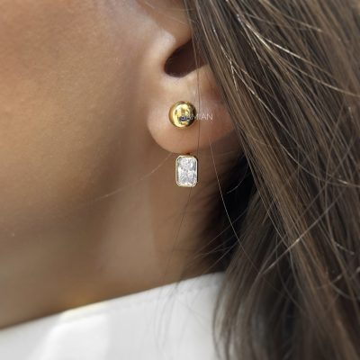 گوشواره پیرسینگی و سنگ باگت