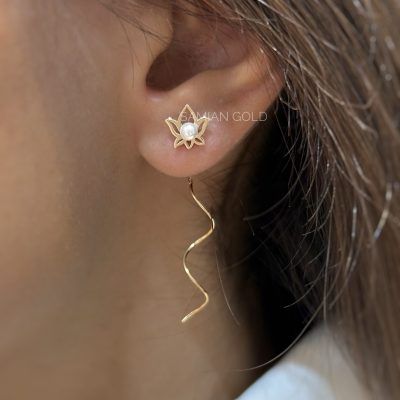 گوشواره لوتوس مروارید پیچک