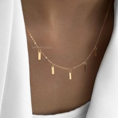 گردنبند فلامینگو با پولک مستطیلی