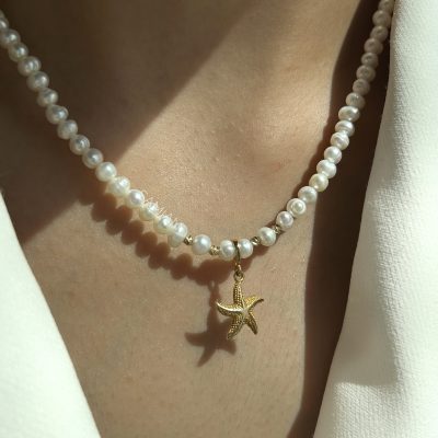 گردنبند مروارید ستاره دریایی تراش
