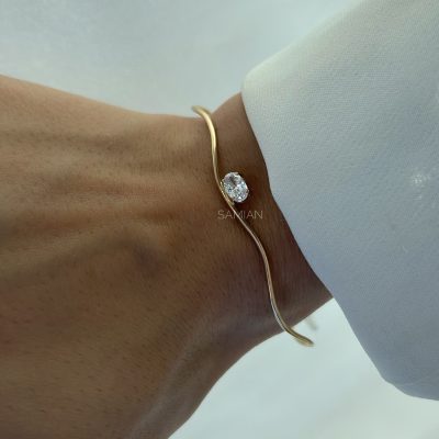 بنگل موج و نگین اووال سفید