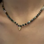 گردنبند برگ بلوط سنگ یشم